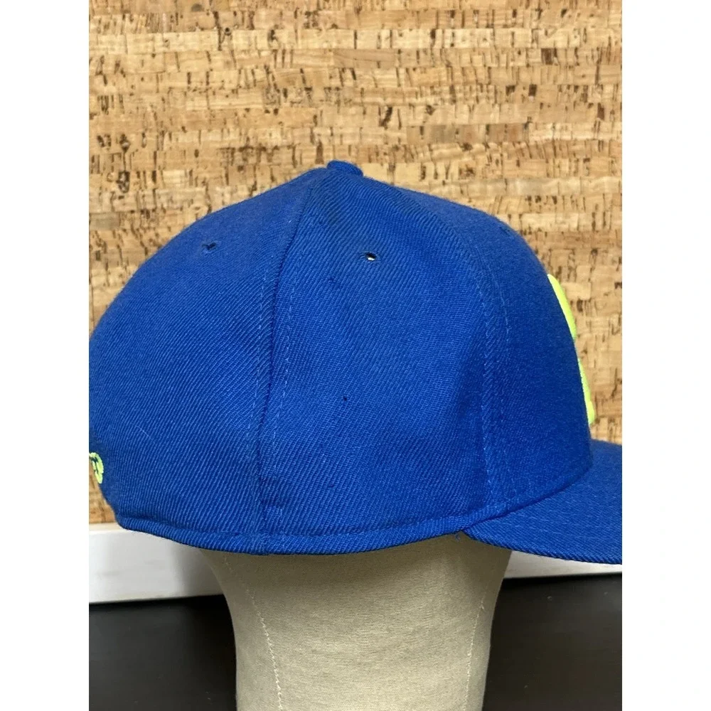 Vintage PROPER New Era Snapback HAT 9 Fifty Blue Neon Rare 100% Wool Made In USA